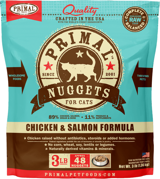 Primal Raw Frozen Nuggets Chicken & Salmon Formula For Cats