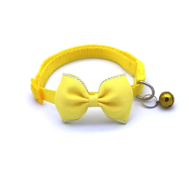 Bow and Bell Pet Collar Yellow